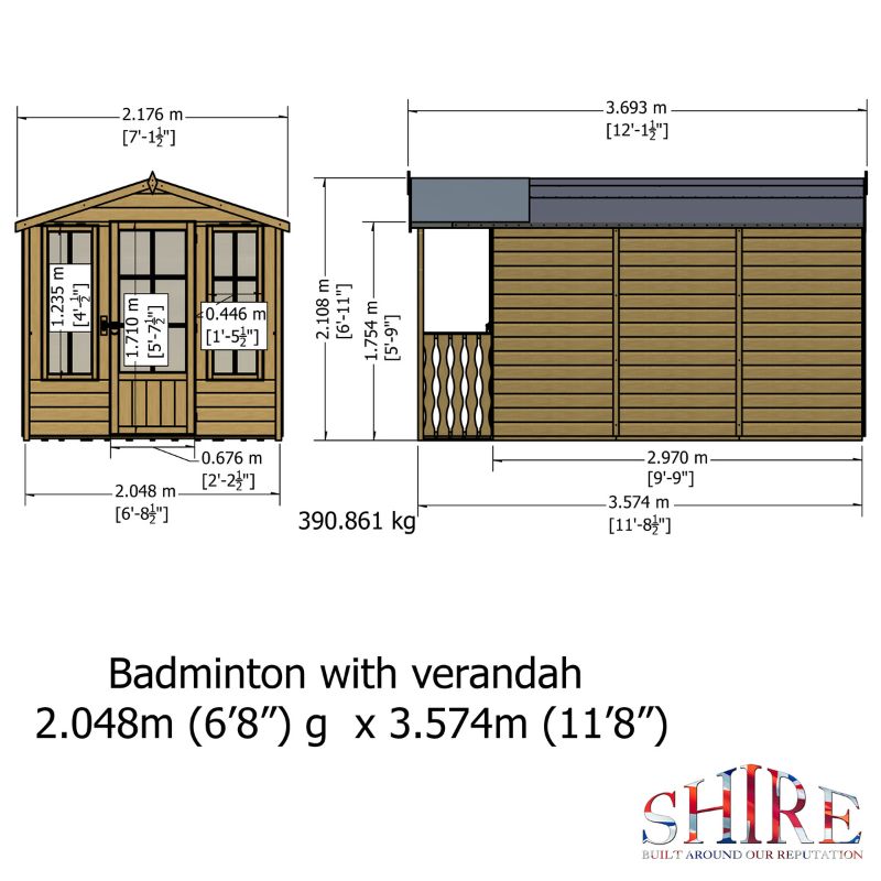 Shire Badminton and Veranda 7X10 Summerhouse