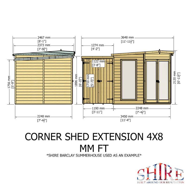 Shire Barclay With Side Shed 8x12 Summerhouse