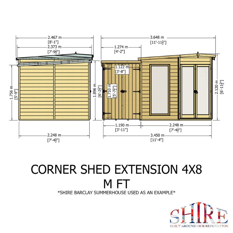 Shire Barclay With Side Shed 8x12 Summerhouse