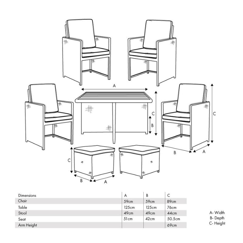Pacific Lifestyle - Bermuda Slate Grey Outdoor Cube Set with Ceramic Top