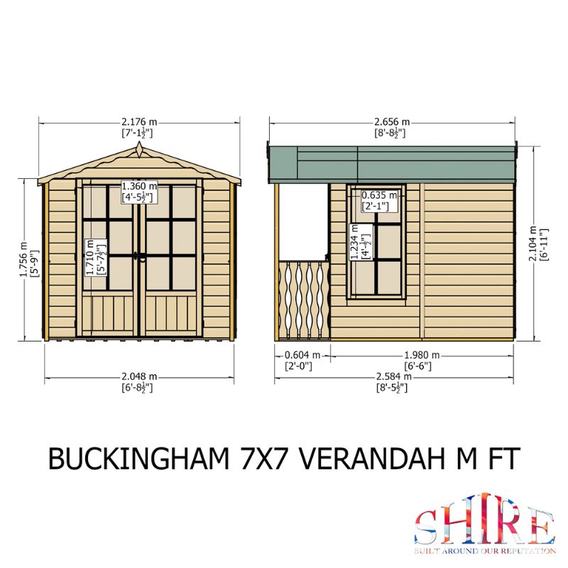 Shire Buckingham and Veranda 7X10 Summerhouse