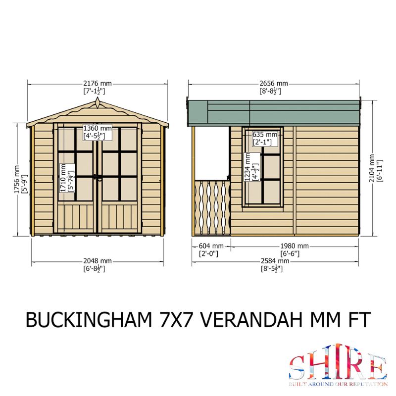 Shire Buckingham and Veranda 7X10 Summerhouse