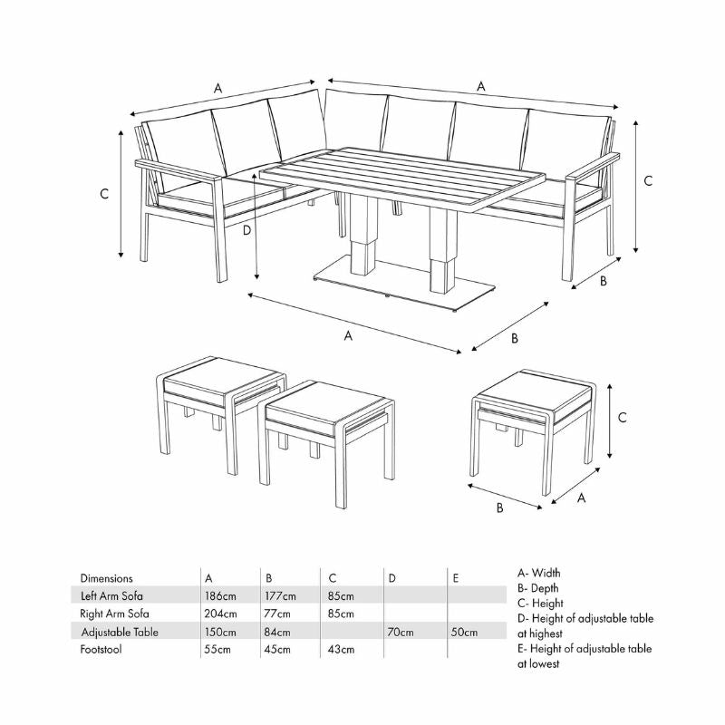 Pacific Lifestyle - Carlo Extendable Rectangular 8 Seater Dining Set with cushions