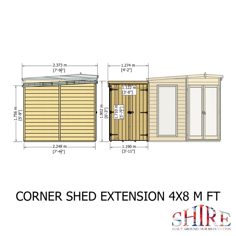 Shire Hampton with Side Shed 8x12 Summerhouse