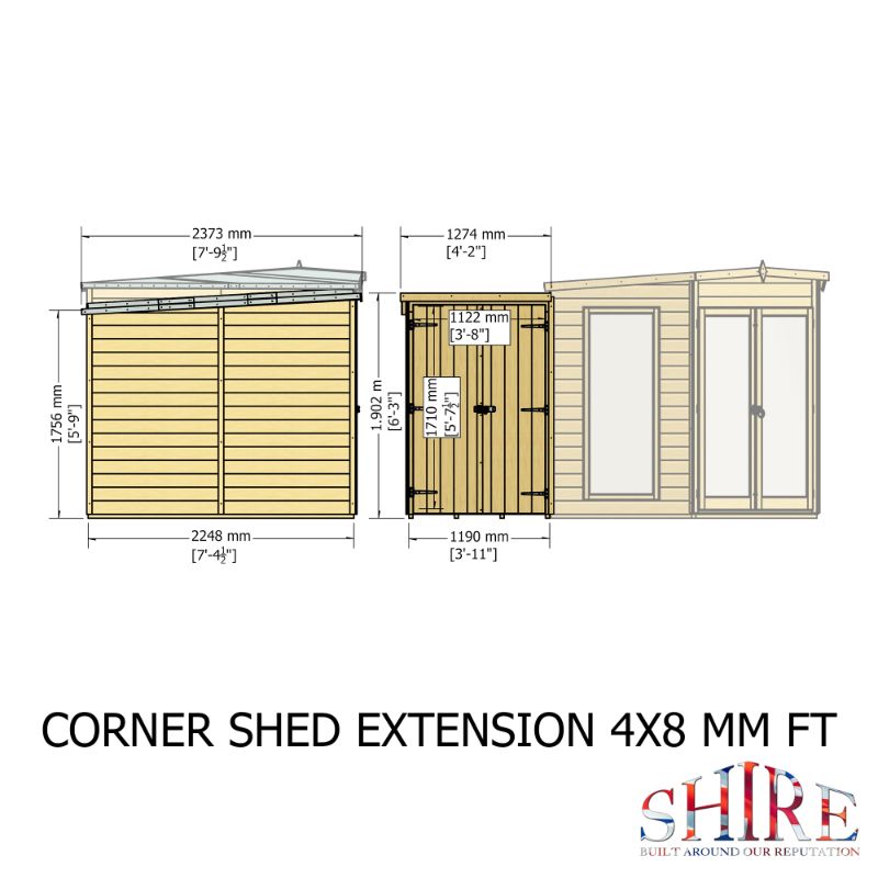 Shire Hampton with Side Shed 8x12 Summerhouse
