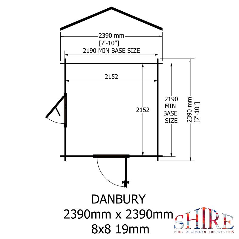 Shire Danbury 8x8 19mm Log cabin