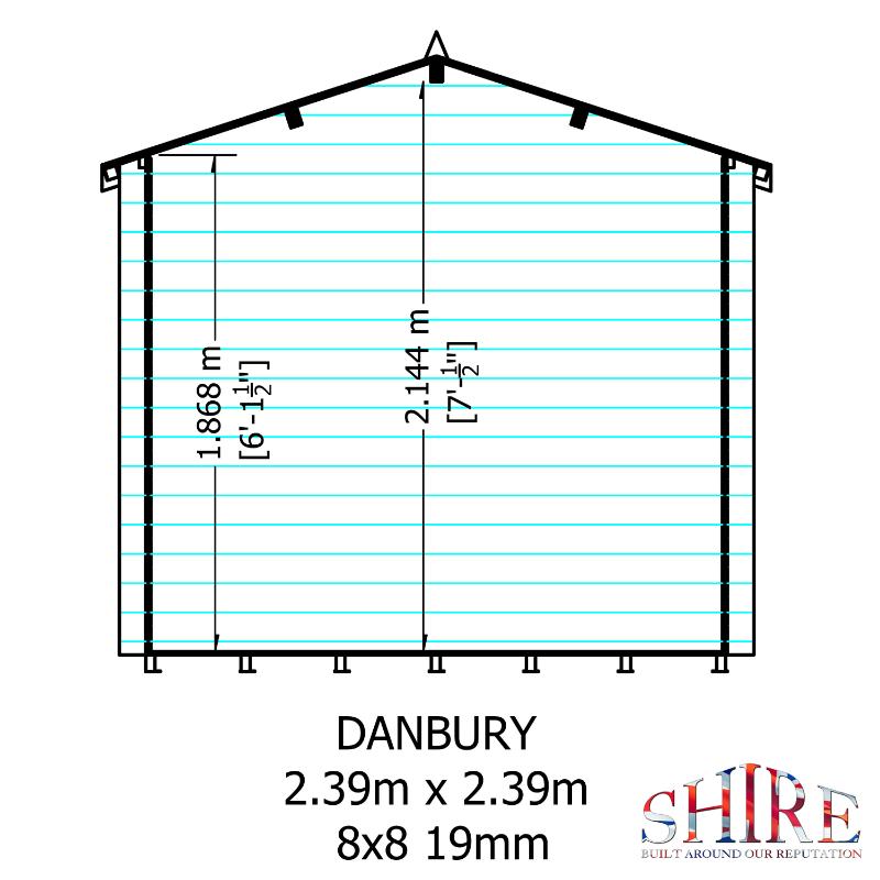 Shire Danbury 8x8 19mm Log cabin