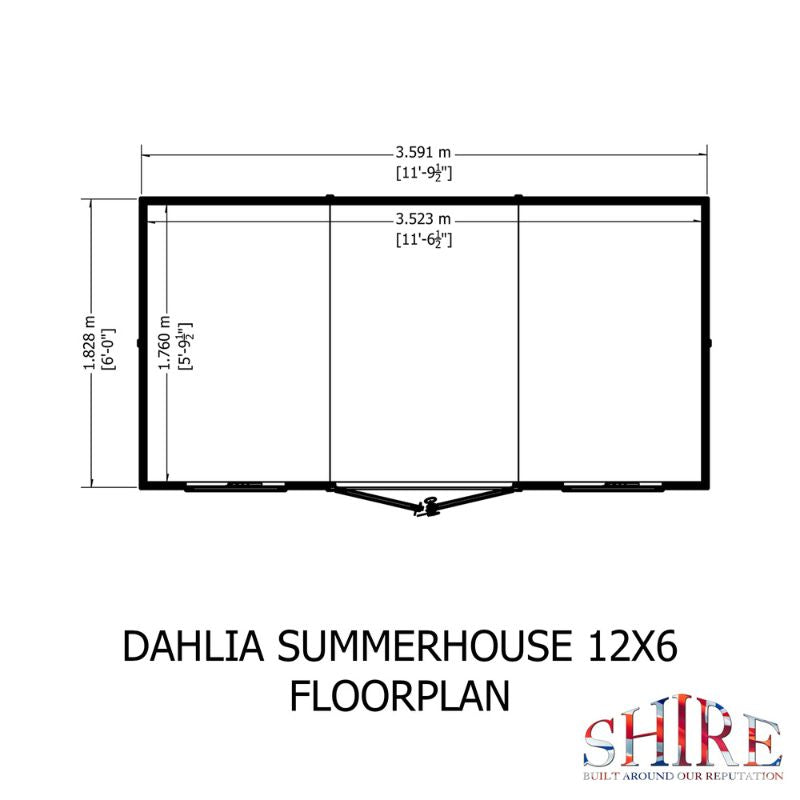 Shire 12x6 Dahlia Pent Summerhouse