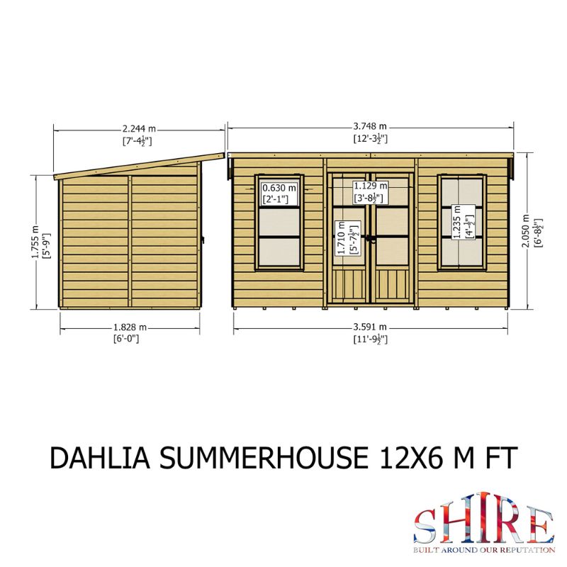 Shire 12x6 Dahlia Pent Summerhouse