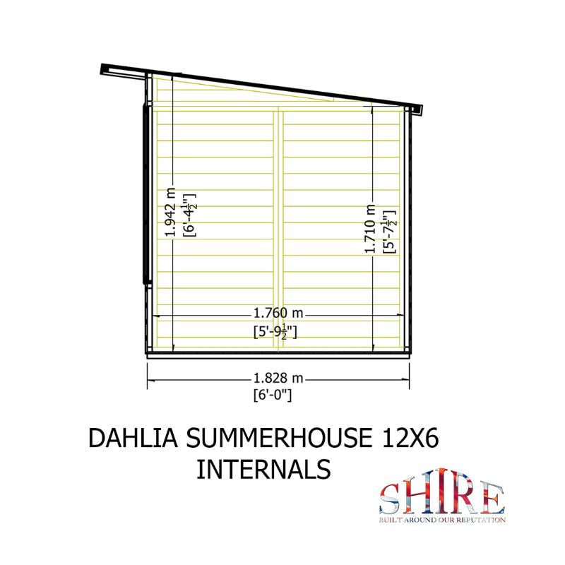 Shire 12x6 Dahlia Pent Summerhouse