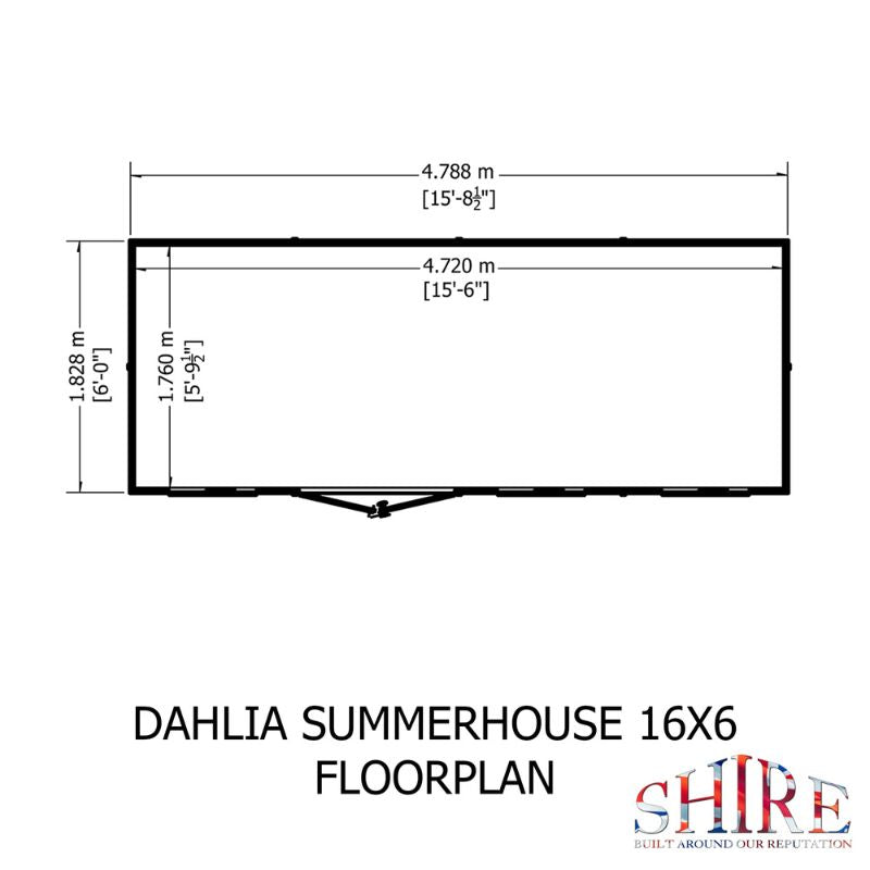 Shire Dahlia 16X6 Pent Summerhouse