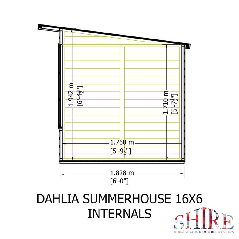 Shire Dahlia 16X6 Pent Summerhouse