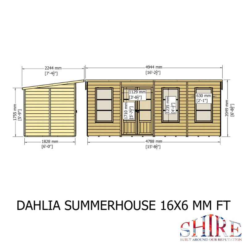 Shire Dahlia 16X6 Pent Summerhouse