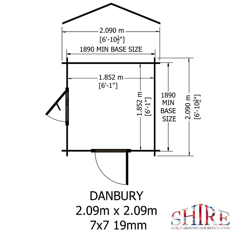 Shire Danbury 7x7 19mm Log cabin