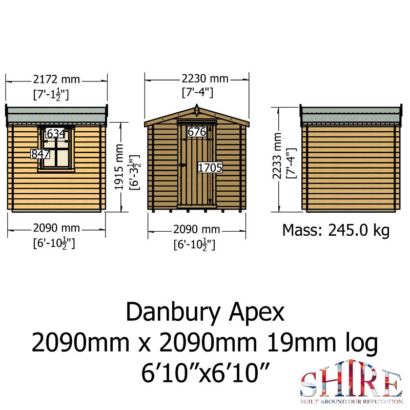 Shire Danbury 7x7 19mm Log cabin