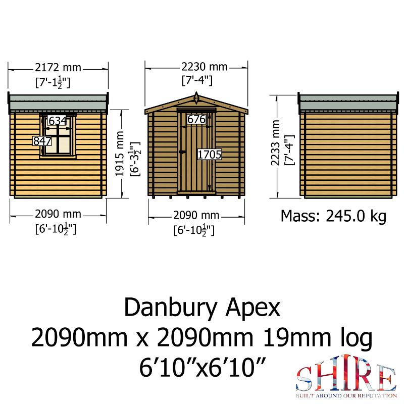 Shire Danbury 7x7 19mm Log cabin