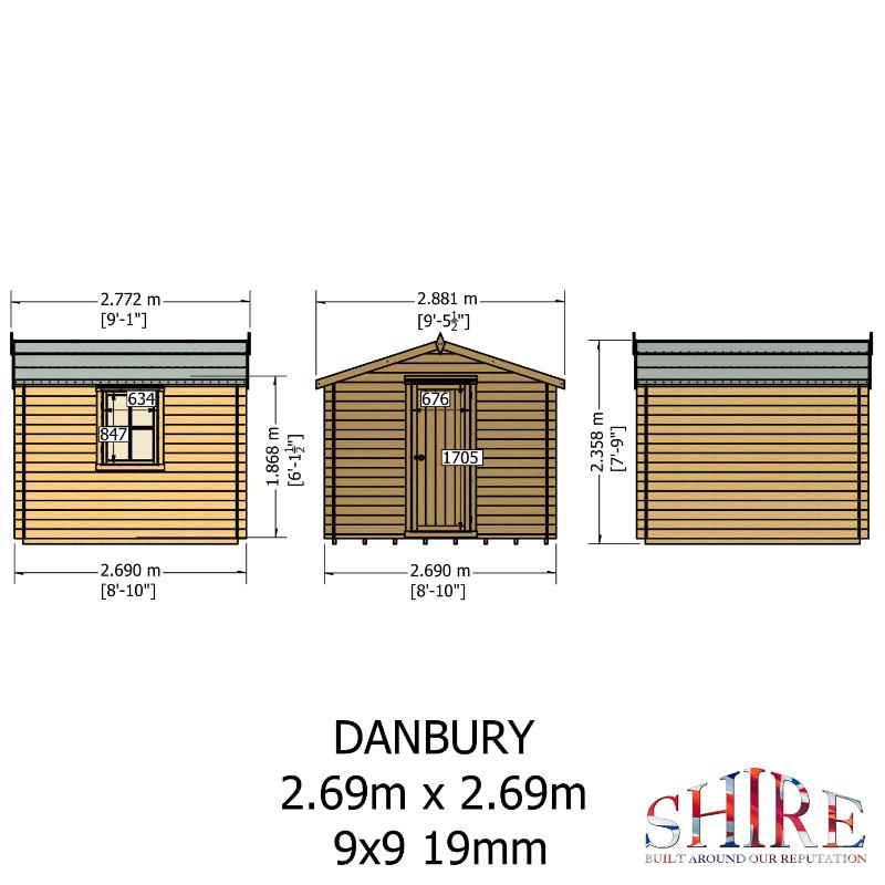 Shire Danbury 9x9 19mm Log cabin