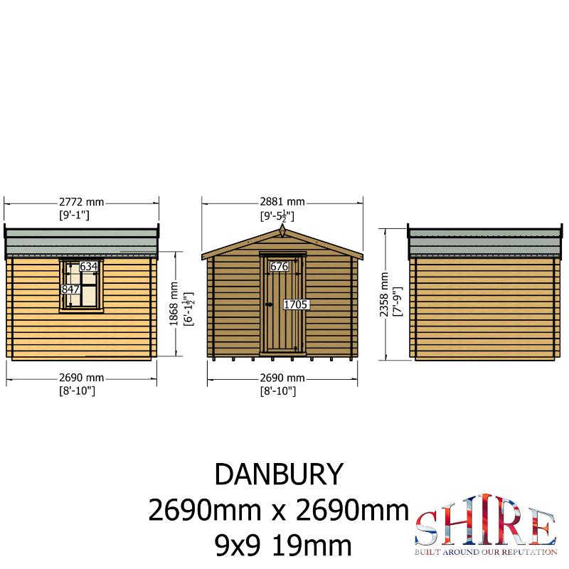 Shire Danbury 9x9 19mm Log cabin