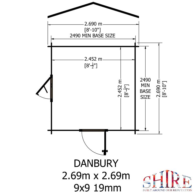 Shire Danbury 9x9 19mm Log cabin
