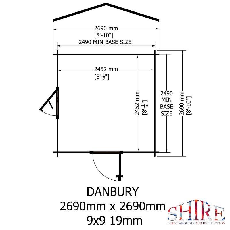 Shire Danbury 9x9 19mm Log cabin