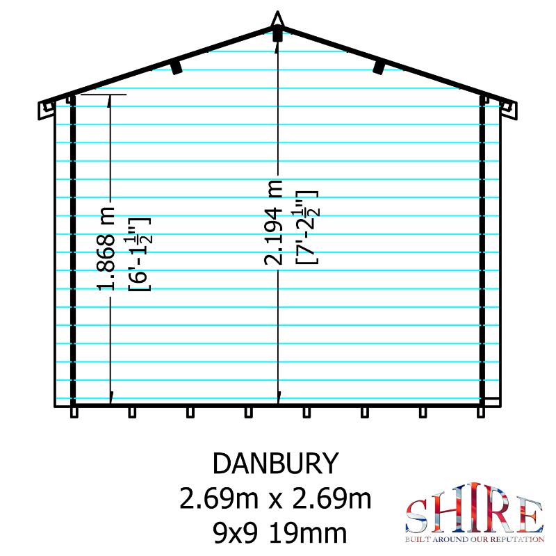 Shire Danbury 9x9 19mm Log cabin
