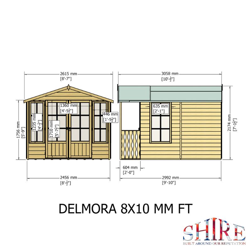Shire Delmora 8x10 including Verandah Summerhouse