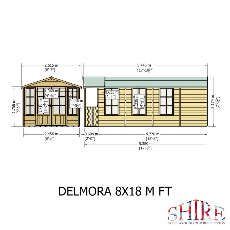 Shire Delmora 8x18 including Verandah Summerhouse