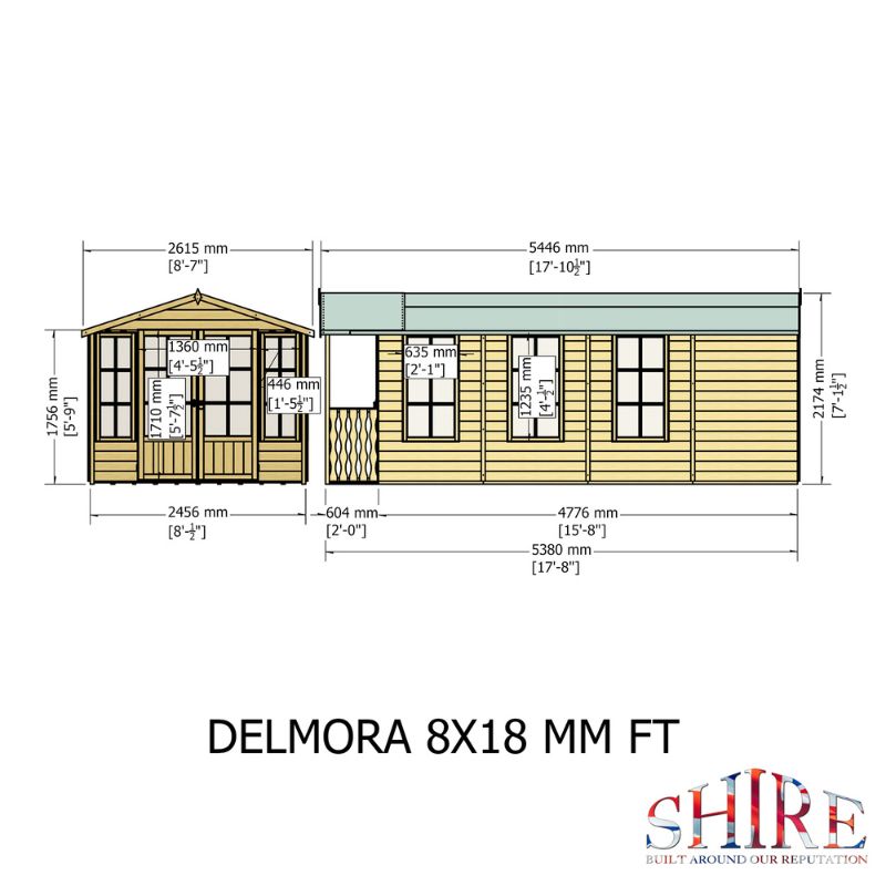 Shire Delmora 8x18 including Verandah Summerhouse