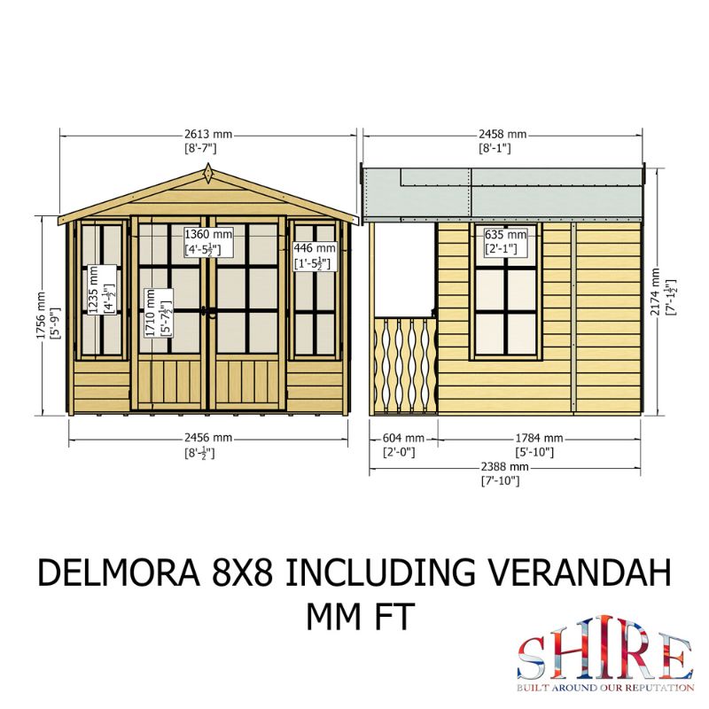 Shire Delmora 8x8 including Verandah Summerhouse