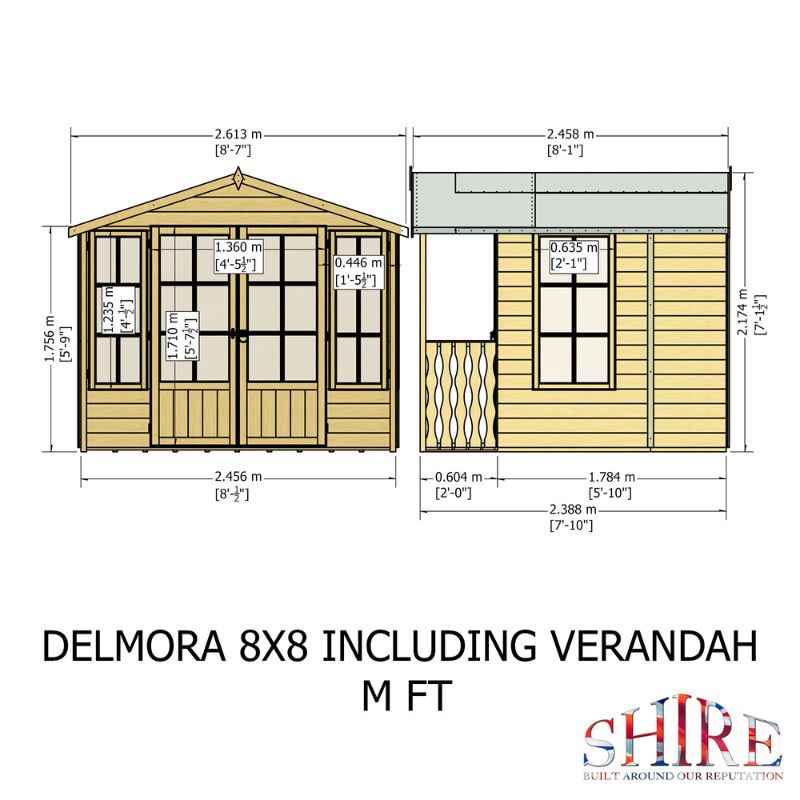 Shire Delmora 8x8 including Verandah Summerhouse