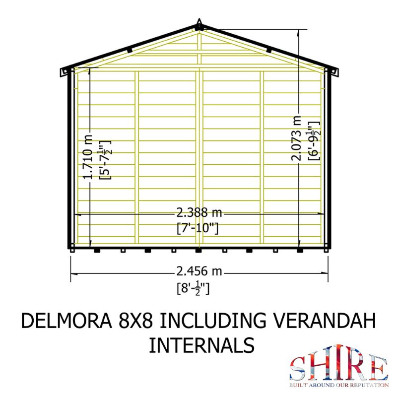 Shire Delmora 8x8 including Verandah Summerhouse