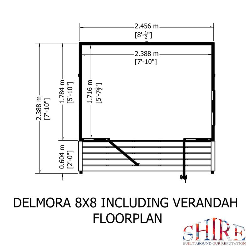 Shire Delmora 8x8 including Verandah Summerhouse