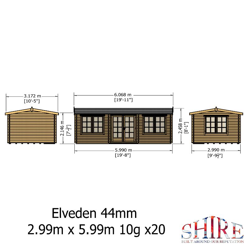Shire Elveden 10x20 44mm Log cabin