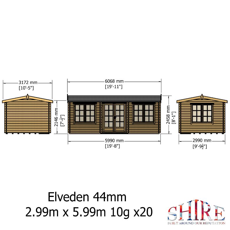 Shire Elveden 10x20 44mm Log cabin