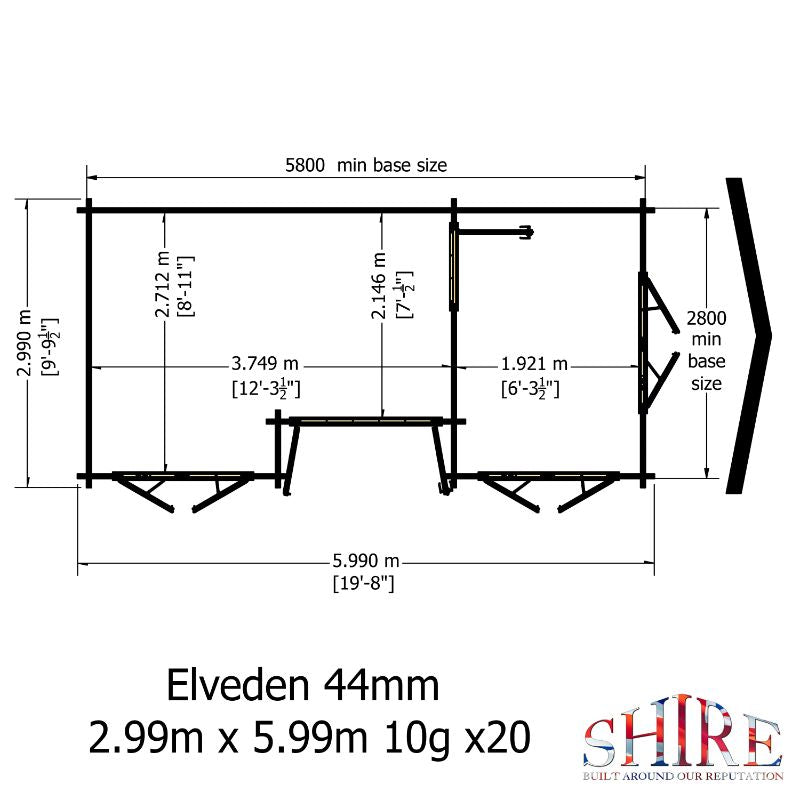 Shire Elveden 10x20 44mm Log cabin