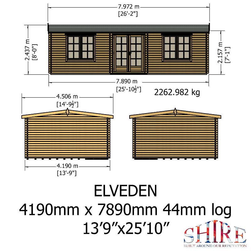 Shire Elveden 14x26 44mm Log cabin