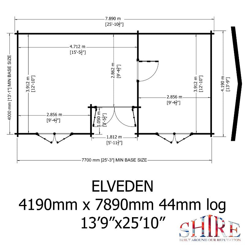 Shire Elveden 14x26 44mm Log cabin