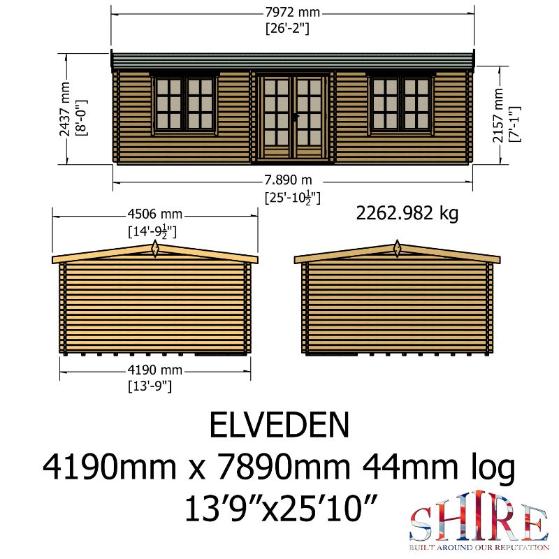 Shire Elveden 14x26 44mm Log cabin