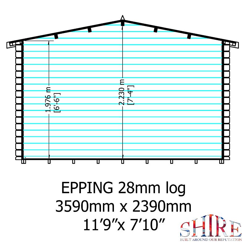 Shire Eppings 12x8 28mm Log cabin