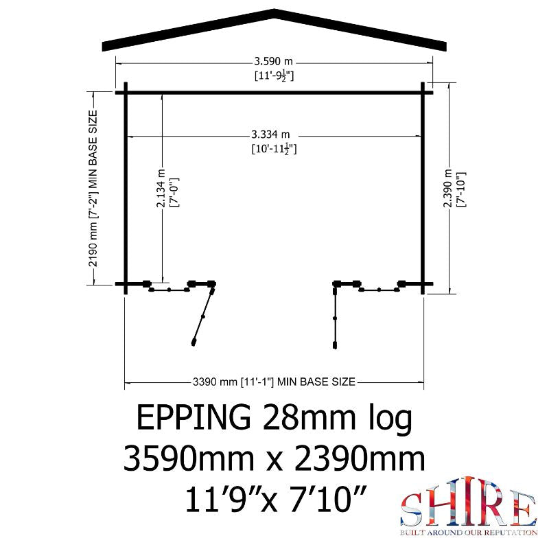 Shire Eppings 12x8 28mm Log cabin