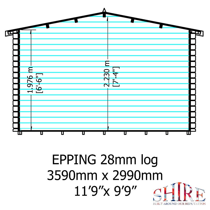 Shire Eppings 12x10 28mm Log cabin