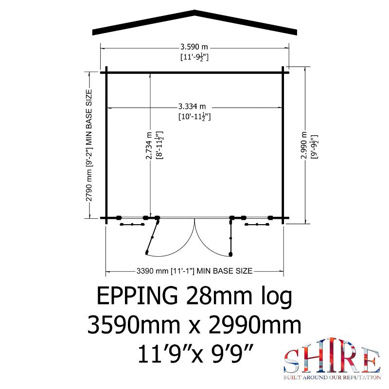 Shire Eppings 12x10 28mm Log cabin