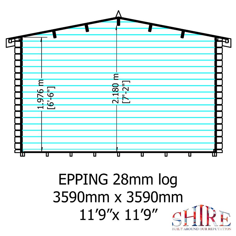 Shire Eppings 12x12 28mm Log cabin