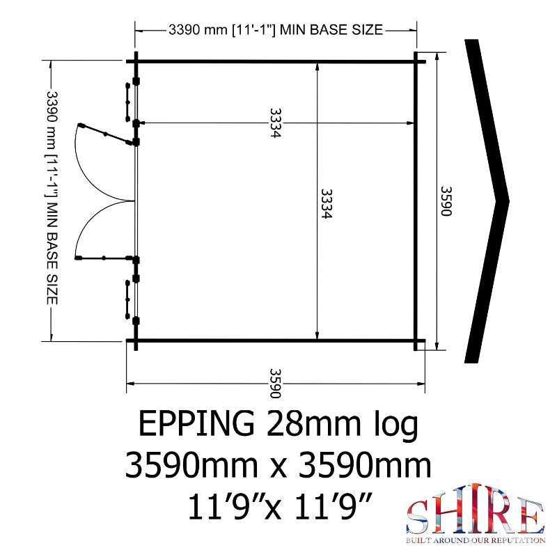 Shire Eppings 12x12 28mm Log cabin