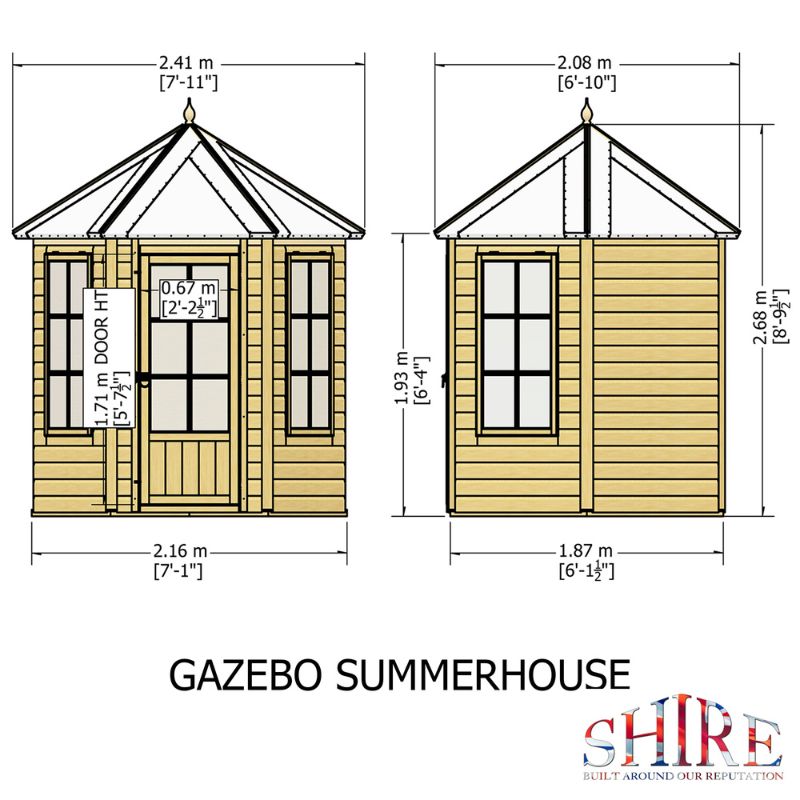 Shire Gazebo Spec change to T&G Roof 6x6 Summerhouse