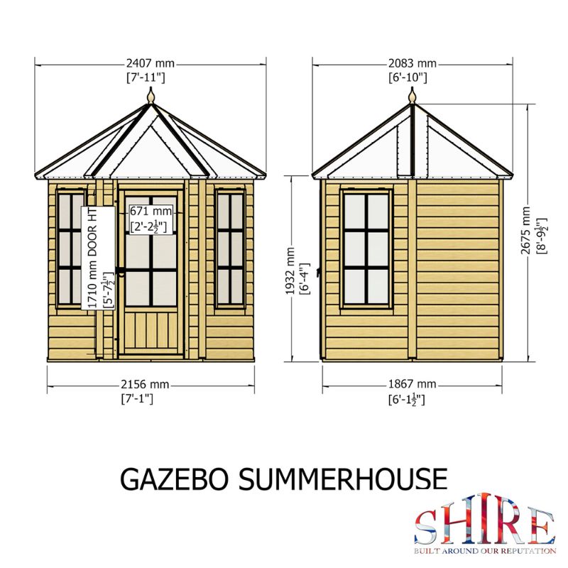 Shire Gazebo Spec change to T&G Roof 6x6 Summerhouse
