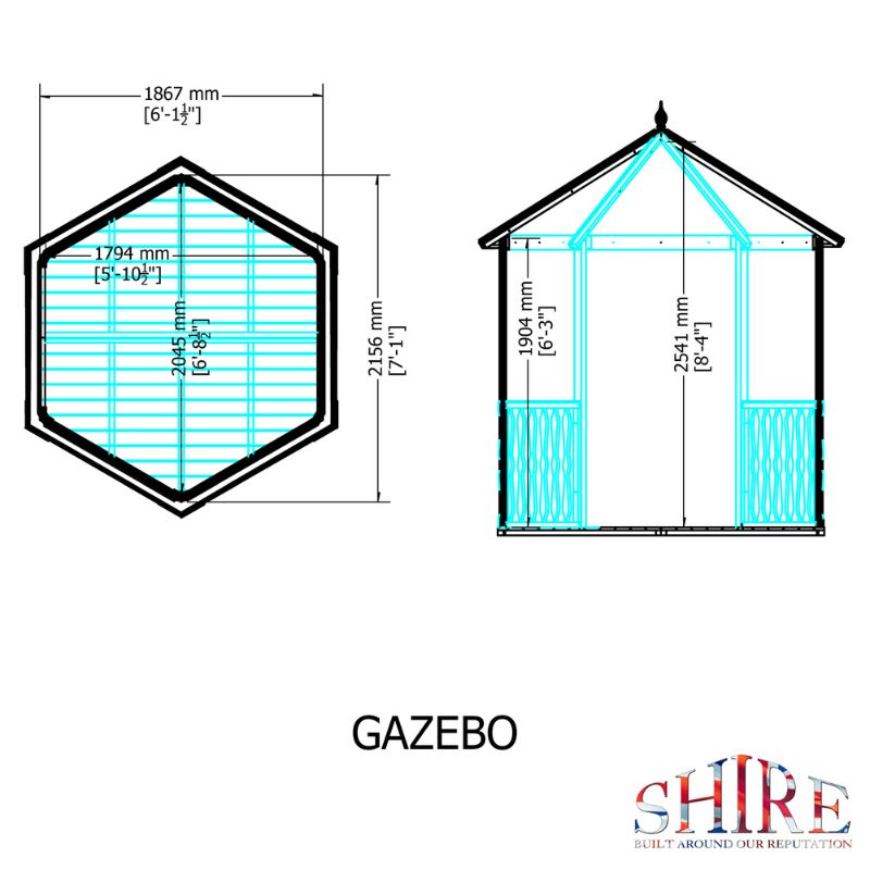 Shire Gazebo Spec change to T&G Roof 6x6 Summerhouse