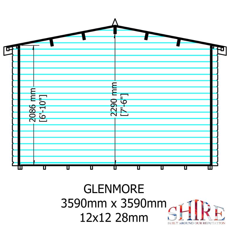 Shire Glenmore 12Gx12 28m Log cabin