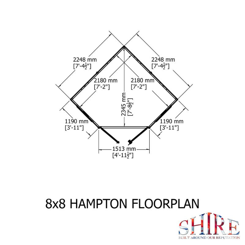 Shire Hampton 8x8 Summerhouse