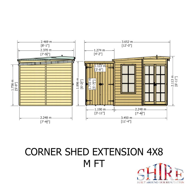Shire Hampton with Side Shed 8x12 Summerhouse
